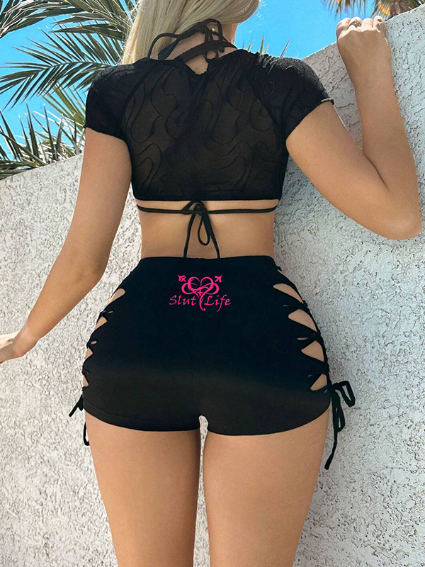 Drawstring Side Lace Up Side Shorts (Choice of 4 different graphics)