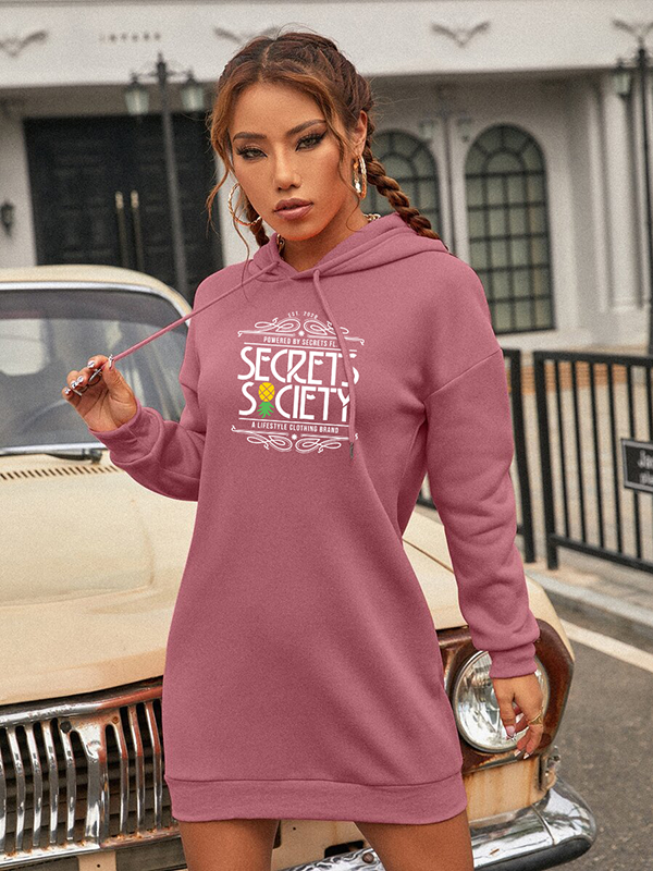 Drawstring Drop Shoulder Sweatshirt Dress (5 Different Graphic Choices)
