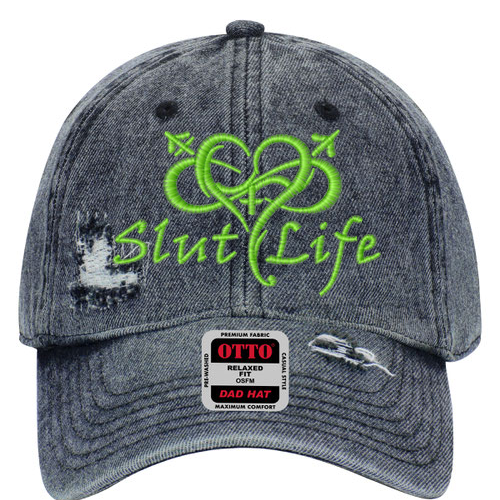 Slut Life Hat - Denim w/Green