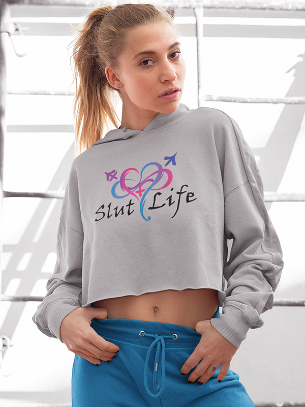 Slut Life - Crop Long Sleeve Hooded Shirt