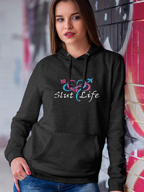Slut Life - Kangaroo Pocket Drawstring Hooded sweatshirt
