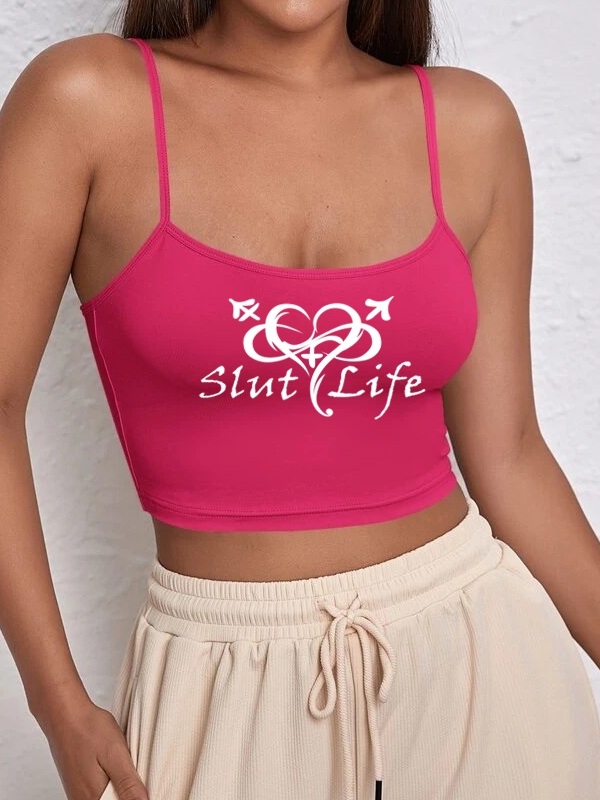 Slut Life - Crop Cami Top Hot Pink